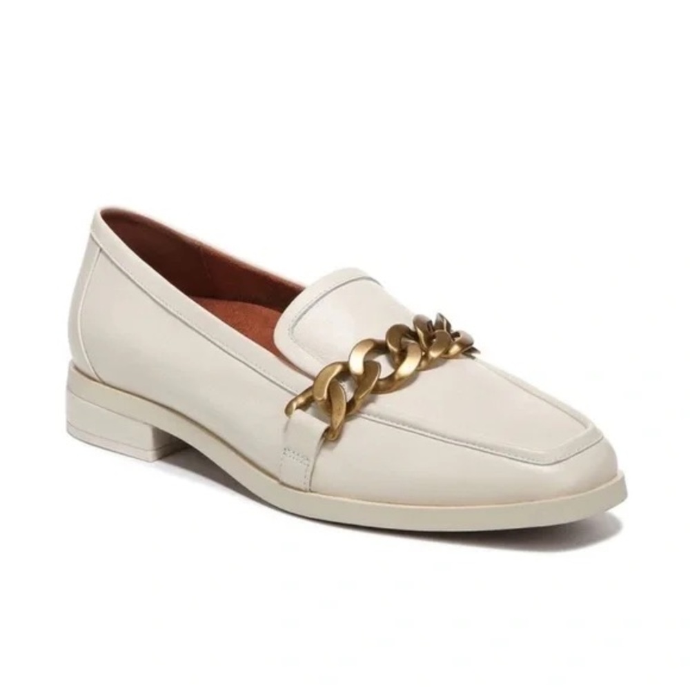 Vionic Mizelle Cream Leather Loafers with Gold Accent